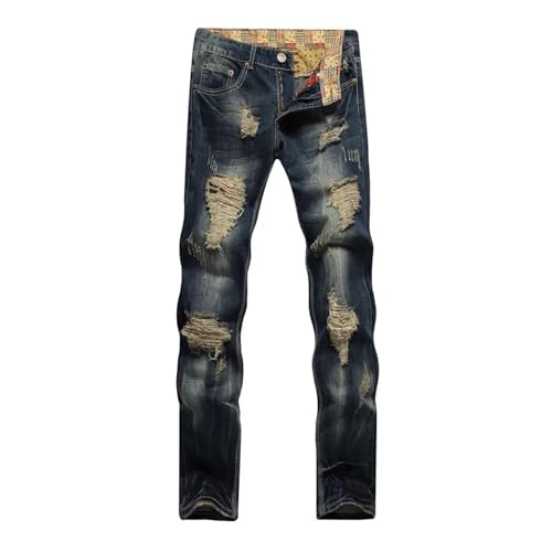 PARWANA Jeans Herren Hose Jeanshose Jeans Denim Loch Gerade Lange Herbst Hose Große Größe 30 Blau928 von PARWANA