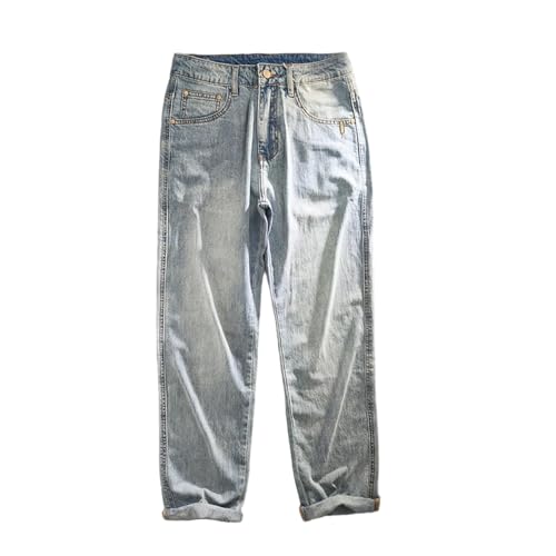 PARWANA Jeans Herren Hose Jeanshose Lässige Herren Jeans Gewaschen Größe 34 (75-85Kg) Hellblau von PARWANA