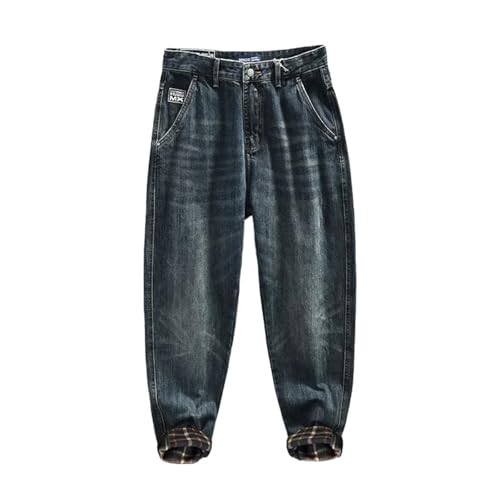 PARWANA Jeans Herren Hose Jeanshose Winter Casual Jeans Für Männer L(Gr.30) Blau-Samt von PARWANA