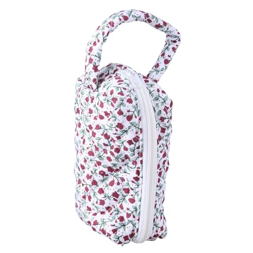 Gesteppte Make Up Tasche Blumenmuster Kulturbeutel Handtasche Funktioneller Aufbewahrungskoffer Kosmetiktasche Damen von PASHFSA