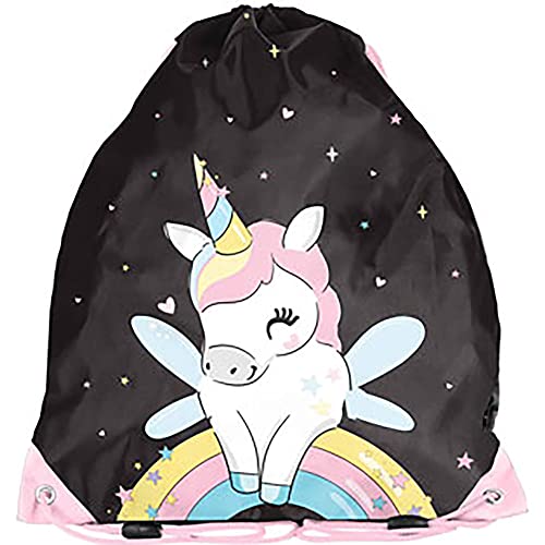 Children's Gym Bag 36 x 32 cm Unicorn Black/Multi-Coloured, black, M von PASO