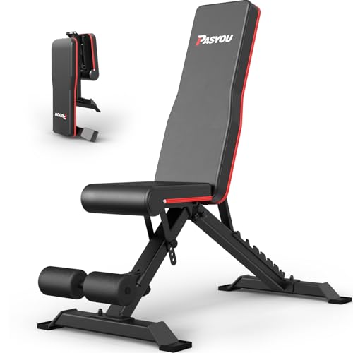 PASYOU Hantelbank Klappbare Trainingsbank mit 9x4x3 Verstellbaren Positionen Multi- Schrägbank als Bauch & Rückentrainer für zuhause, Max. 318kg Gewichtsbelastung PASYOU Hantelbank Klappbare Trainingsbank mit 9x4x3 Verstellbaren Positionen Multi- Schrägbank als Bauch & Rückentrainer für zuhause, Max. 318kg Gewichtsbelastung von PASYOU