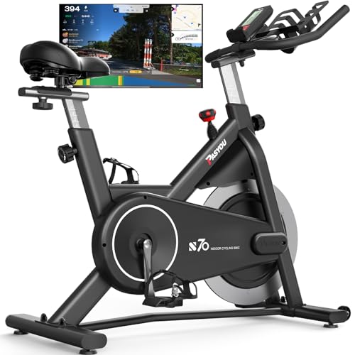 PASYOU S70 Heimtrainer Fahrrad, Indoor Kardio Training, Hometrainer mit RPM Monitor, Größere Tablet-Halterung, Fitnessbikes mit 18KG Magnetischem Widerstand, Stationäre Fahrräder Zuhause, Max.158KG von PASYOU