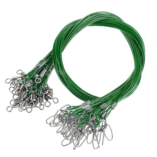 PATIKIL 19.7" Angeln Vorfächer Draht 30 Pack Angeln Spur Köder Vorfächer Linie Edelstahl Hohe Stärke Angelschnüre mit Wirbel und Schnapper für Salzwasser und Süßwasser Grün PATIKIL 19.7" Angeln Vorfächer Draht 30 Pack Angeln Spur Köder Vorfächer Linie Edelstahl Hohe Stärke Angelschnüre mit Wirbel und Schnapper für Salzwasser und Süßwasser Grün von PATIKIL