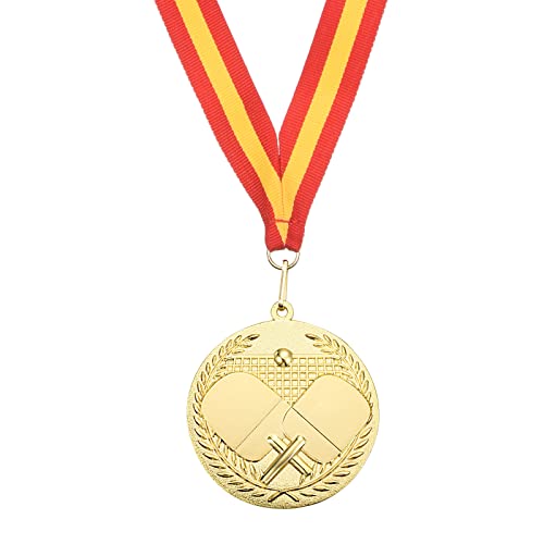 PATIKIL 2,7" Tischtennis Medaillen, Tischtennis Award Medaillen Goldmedaille mit Band Rot Gelb für Spiele Sportwettbewerbe von PATIKIL