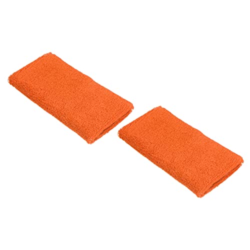 PATIKIL 2 Stück Sport Armbänder 8x15cm Baumwolle Frottee Stoff Saugfähiges Schweißband für Tennis Basketball Training Athletische Laufen Orange von PATIKIL