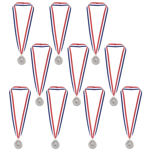 PATIKIL 2-Zoll-Silbermedaillen, 10er-Pack Stil Gewinnermedaillen 2. Platz mit Band für Spiele und Sportwettbewerbe PATIKIL 2-Zoll-Silbermedaillen, 10er-Pack Stil Gewinnermedaillen 2. Platz mit Band für Spiele und Sportwettbewerbe von PATIKIL