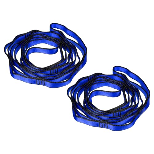 PATIKIL 22 kN verstellbare Gänseblümchenkette, Yoga-Verlängerungsgürtel, 1,8 m, 2 Stück Nylon-Kletterschlingen für Zuhause, Workout, Pilates, Gymnastik, Blau von PATIKIL