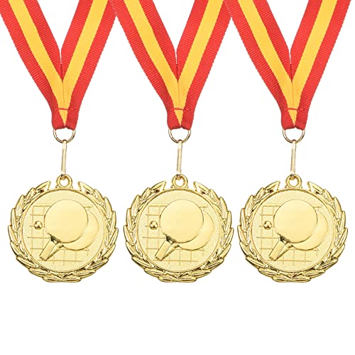 PATIKIL 3 Stück 2" Tischtennis Medaillen Tischtennis Award Medaillen Goldmedaille mit Band Rot Gelb für Spiele Sportwettbewerbe PATIKIL 3 Stück 2" Tischtennis Medaillen Tischtennis Award Medaillen Goldmedaille mit Band Rot Gelb für Spiele Sportwettbewerbe von PATIKIL