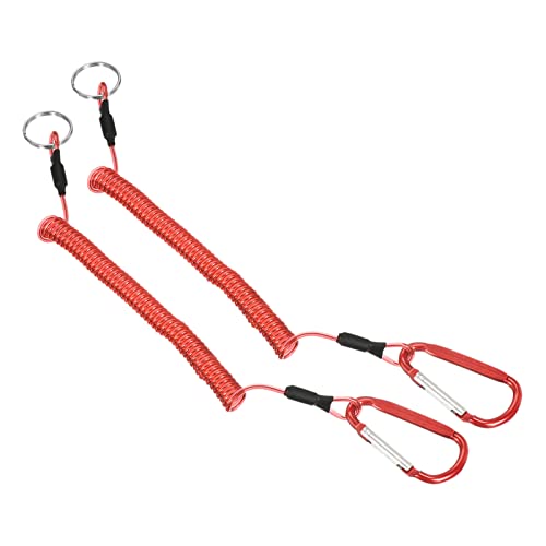 PATIKIL 3.9ft Angeln 2 × Paket Spiralkabel Einziehbar mit Metall Clip Schlüsselbund Rot von PATIKIL
