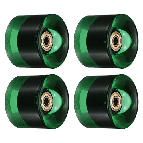 PATIKIL 4 Stück 60mm Longboard Rollen mit Lager ABEC-11 Skateboard Rad Straße Rollen für Skateboards Cruiser Räder Ersatz 80A Klar Grün Goldton von PATIKIL