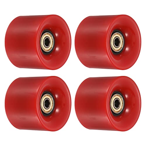 PATIKIL 4 Stück 60mm Longboard Rollen mit Lager ABEC-11 Skateboard Rad Straße Rollen für Skateboards Cruiser Räder Ersatz 80A Rot Goldton von PATIKIL