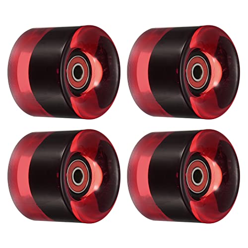 PATIKIL 4 Stück 60mm Longboard Rollen mit Lager ABEC-9 Skateboard Rad Straße Rollen für Skateboards Cruiser Räder Ersatz 80A Klar Rot von PATIKIL