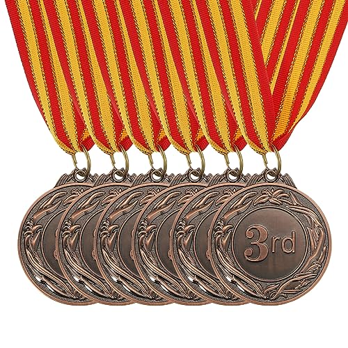 PATIKIL 2" Bronze Preis Metalle 6Stk Preis Medaillen 3. Platz Bronze Gewinn mit Hals Farbband für Spiele Sportliche Wettkämpfe von PATIKIL