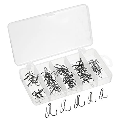 PATIKIL 6#4#2#1#1/0# Drillings-Angelhaken-Kit scharfer runder gebogener Haken aus Kohlenstoffstahl mit DREI Widerhaken für Süßwasser-Salzwasser, schwarz PATIKIL 6#4#2#1#1/0# Drillings-Angelhaken-Kit scharfer runder gebogener Haken aus Kohlenstoffstahl mit DREI Widerhaken für Süßwasser-Salzwasser, schwarz von PATIKIL