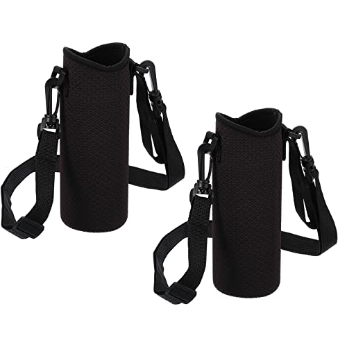PATIKIL 66mmx185mm 2Pack Wasserflasche Tragetasche Neopren Tragbare Isolierte Flasche Halterung Träger Texturiert mit Verstellbarem Schultergurt Schwarz PATIKIL 66mmx185mm 2Pack Wasserflasche Tragetasche Neopren Tragbare Isolierte Flasche Halterung Träger Texturiert mit Verstellbarem Schultergurt Schwarz von PATIKIL