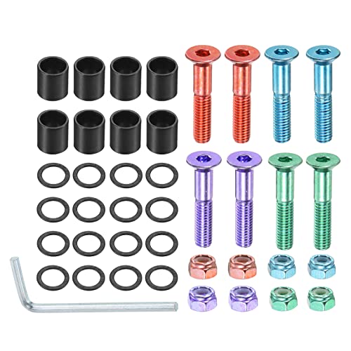 PATIKIL 8Stk 1" Skateboard Hardware Schrauben Bolzen Kit Sechskantschlüssel Teile mit Abstandshalter Unterlegscheiben Muttern Schraubenzieher für Skateboard Rad Zubehör Mehrfarbig von PATIKIL