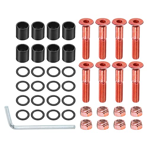 PATIKIL 8Stk 1" Skateboard Hardware Schrauben Bolzen Kit Sechskantschlüssel Teile mit Abstandshalter Unterlegscheiben Muttern Schraubenzieher für Skateboard Rad Zubehör Rot Schwarz PATIKIL 8Stk 1" Skateboard Hardware Schrauben Bolzen Kit Sechskantschlüssel Teile mit Abstandshalter Unterlegscheiben Muttern Schraubenzieher für Skateboard Rad Zubehör Rot Schwarz von PATIKIL