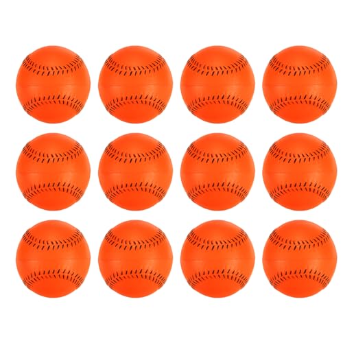 PATIKIL 9" Schaum Baseball 12 Packung Weich Übungs Basebälle Großpackung Standard Größe Erwachsene Leder Training Baseball Unmarkiert Basebälle für Jugend Stellplatz Orange von PATIKIL