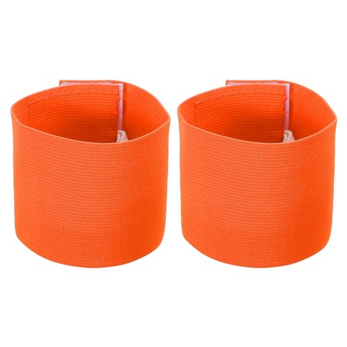 PATIKIL 9.4x2.5 Fußball Kapitänsbinde, 2er Pack Nylon Unisex Elastische Armbinde Verstellbar für Jugendliche und Erwachsene, Orange von PATIKIL