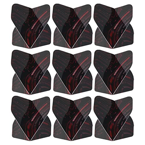 PATIKIL 9Pack Pfeilflüge PET Standard Pfeile Zubehör Ersatzteile für Weichspitze Stahl Spitze Mechanical Stil Schwarz Rot von PATIKIL