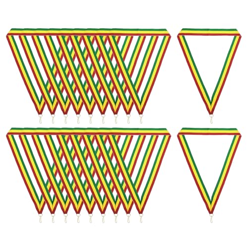 PATIKIL Auszeichnung Halsbänder mit Schnappverschlüssen, 10 Stück Polyester Gestreifte Medaillenbänder für Wettbewerbe, Sportveranstaltungen, Sportpartys, Rot Gelb Grün von PATIKIL