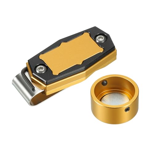PATIKIL Billard Magnetischer Kreidehalter, Runder Aluminiumlegierung Pool Billard Queue Kreide Spitzenetui mit Gürtelclip für Snooker Sportzubehör, Gold Schwarz PATIKIL Billard Magnetischer Kreidehalter, Runder Aluminiumlegierung Pool Billard Queue Kreide Spitzenetui mit Gürtelclip für Snooker Sportzubehör, Gold Schwarz von PATIKIL