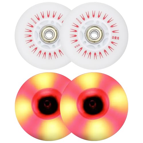 PATIKIL Bunte Leuchträder für Inline-Skates 80mm, 4 Stück LED-Blinkräder für Inline-Roller 90A PU mit Lagern für den Innen- und Außenbereich, Rot PATIKIL Bunte Leuchträder für Inline-Skates 80mm, 4 Stück LED-Blinkräder für Inline-Roller 90A PU mit Lagern für den Innen- und Außenbereich, Rot von PATIKIL