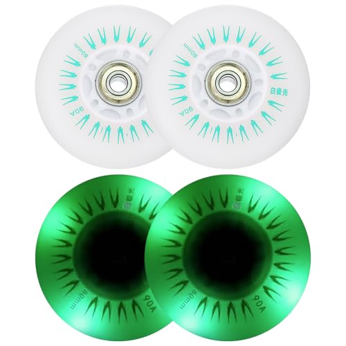 PATIKIL Bunte Leuchträder für Inline-Skates 80mm, 4 Stück LED-Blinkräder für Inline-Roller 90A PU mit Lagern für den Innen- und Außenbereich, grün PATIKIL Bunte Leuchträder für Inline-Skates 80mm, 4 Stück LED-Blinkräder für Inline-Roller 90A PU mit Lagern für den Innen- und Außenbereich, grün von PATIKIL