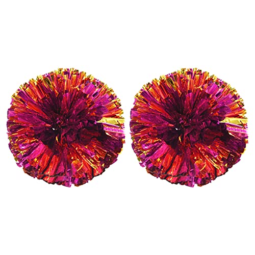 PATIKIL Cheerleader Pompons 2 Pack PET Cheer Pom mit Fingerlöchern für Sport Spiel Mannschaft Geist Spaß Tanz Bühne Veranstaltungen Rose Rot Golden von PATIKIL