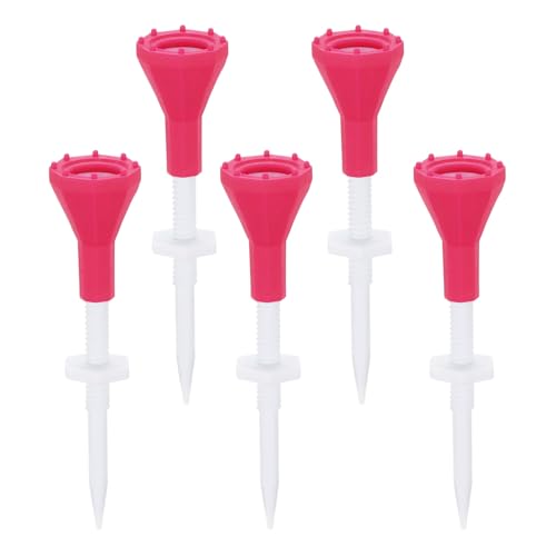 PATIKIL Golf Tee, 5 Pack Verstellbare Höhe Kunststoff Golf Tee mit Dreieck Markierung Golf Training Driving Range Tee Golf Zubehör, Rot (3-1/2 Zoll) von PATIKIL