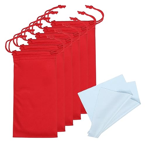 PATIKIL Mikrofaser Brille Tasche 6 Pack Sonnenbrille Tasche Brillenetui Weiche Sonnenbrille Etui mit Brillen Reinigung Tuch Rot PATIKIL Mikrofaser Brille Tasche 6 Pack Sonnenbrille Tasche Brillenetui Weiche Sonnenbrille Etui mit Brillen Reinigung Tuch Rot von PATIKIL