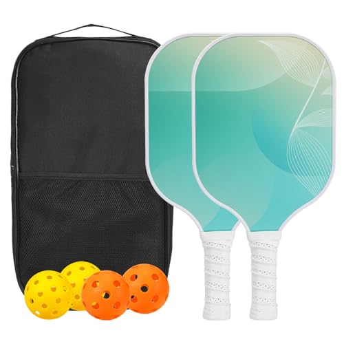 PATIKIL Pickleball Schläger, USAPA Zugelassene Pickleball Set mit Fiberglas-Oberfläche und Gepolstertem Griff, 2 Schläger, 4 Picklebälle, 1 Tragetasche für Männer und Frauen, Grün PATIKIL Pickleball Schläger, USAPA Zugelassene Pickleball Set mit Fiberglas-Oberfläche und Gepolstertem Griff, 2 Schläger, 4 Picklebälle, 1 Tragetasche für Männer und Frauen, Grün von PATIKIL