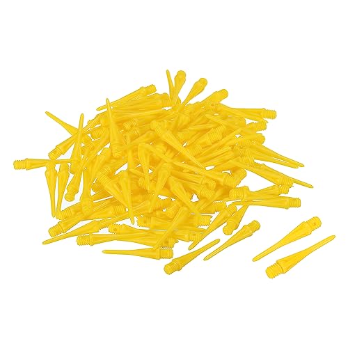 PATIKIL Plastik Dartspitzen 100 Pack 2BA Gewinde Weich Dart Spitzen Ersatz Plastik Spitze Weich Spitze Dart Zubehör Gelb von PATIKIL