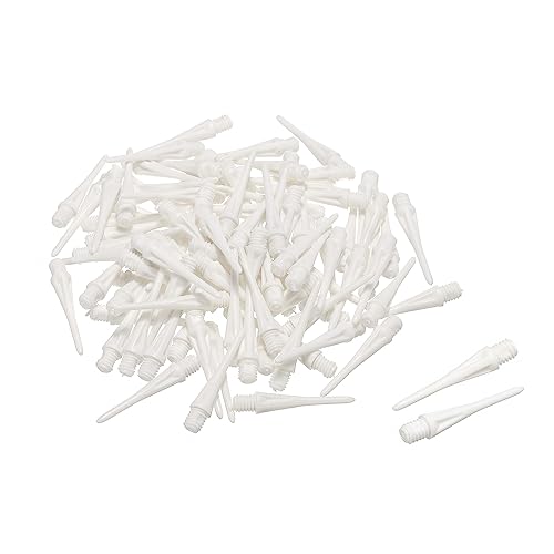 PATIKIL Plastik Dartspitzen 100 Pack 2BA Gewinde Weich Dart Spitzen Ersatz Plastik Spitze Weich Spitze Dart Zubehör Weiß von PATIKIL