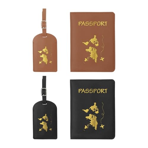 PATIKIL Reisepasshülle Kofferanhänger Set Flugreise Koffer Namensanhänger Tags Reisepass Passport PU-Leder Reisepass Hülle Gepäckanhänger für Kreuzfahrten Reisetasche Braun/Schwarz PATIKIL Reisepasshülle Kofferanhänger Set Flugreise Koffer Namensanhänger Tags Reisepass Passport PU-Leder Reisepass Hülle Gepäckanhänger für Kreuzfahrten Reisetasche Braun/Schwarz von PATIKIL
