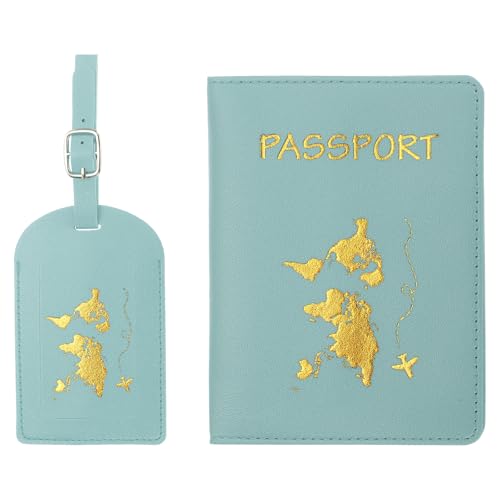 PATIKIL Reisepasshülle Kofferanhänger Set Flugreise Koffer Namensanhänger Tags Reisepass Passport PU-Leder Reisepass Hülle Gepäckanhänger für Kreuzfahrten Reisetasche Hellblau PATIKIL Reisepasshülle Kofferanhänger Set Flugreise Koffer Namensanhänger Tags Reisepass Passport PU-Leder Reisepass Hülle Gepäckanhänger für Kreuzfahrten Reisetasche Hellblau von PATIKIL