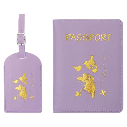 PATIKIL Reisepasshülle Kofferanhänger Set Flugreise Koffer Namensanhänger Tags Reisepass Passport PU-Leder Reisepass Hülle Gepäckanhänger für Kreuzfahrten Reisetasche Lila PATIKIL Reisepasshülle Kofferanhänger Set Flugreise Koffer Namensanhänger Tags Reisepass Passport PU-Leder Reisepass Hülle Gepäckanhänger für Kreuzfahrten Reisetasche Lila von PATIKIL