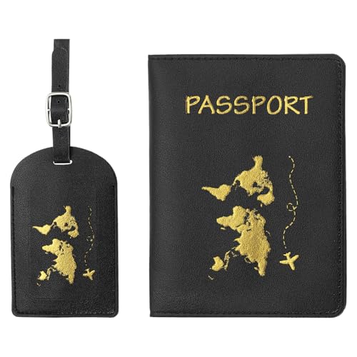 PATIKIL Reisepasshülle Kofferanhänger Set Flugreise Koffer Namensanhänger Tags Reisepass Passport PU-Leder Reisepass Hülle Gepäckanhänger für Kreuzfahrten Reisetasche Schwarz PATIKIL Reisepasshülle Kofferanhänger Set Flugreise Koffer Namensanhänger Tags Reisepass Passport PU-Leder Reisepass Hülle Gepäckanhänger für Kreuzfahrten Reisetasche Schwarz von PATIKIL
