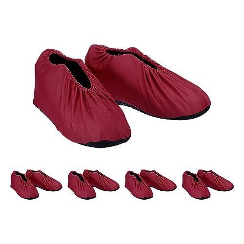 PATIKIL Schuhüberzüge 5 Paare Wiederverwendbar rutschfeste Schuh Beschützer Bezüge Waschbar Weich Verdickter Schuhbezug für Innenräume Labors Zuhause Büro Dunkel Rot von PATIKIL