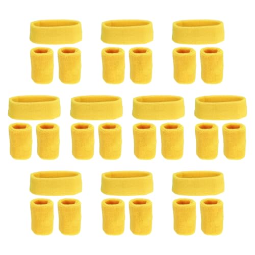 PATIKIL Schweißbänder Stirnband Handgelenkband, 10er Set/30 Stück Schweißband Frottee für Sport Basketball Tennis Athletik Fitnessstudio Arbeiten, Gelb PATIKIL Schweißbänder Stirnband Handgelenkband, 10er Set/30 Stück Schweißband Frottee für Sport Basketball Tennis Athletik Fitnessstudio Arbeiten, Gelb von PATIKIL