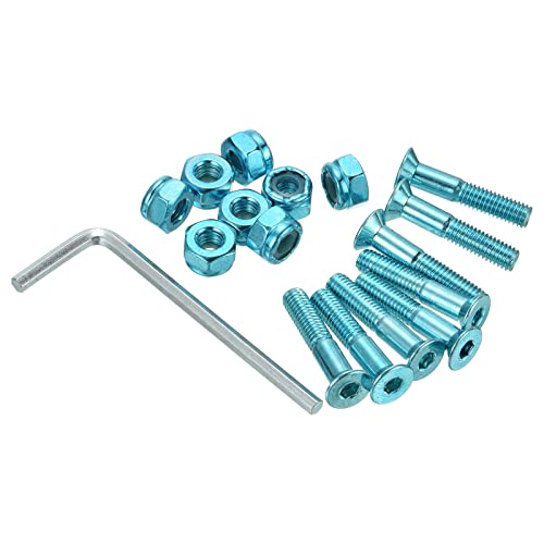 PATIKIL Skateboard Hardware Kit 1" Montage Schrauben Sechskant Kopf Bolzen Muttern Set mit Schraubenschlüssel für Langboard Cruiser Blau von PATIKIL