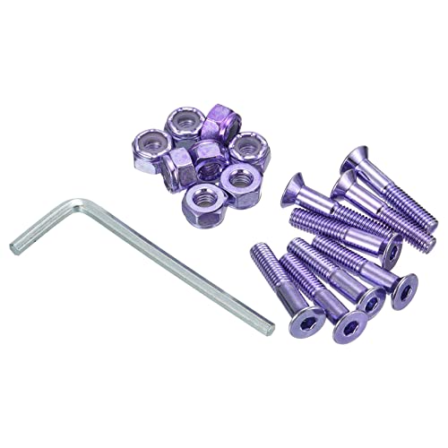 PATIKIL Skateboard Hardware Kit 1" Montage Schrauben Sechskant Kopf Bolzen Muttern Set mit Schraubenschlüssel für Langboard Cruiser Lila PATIKIL Skateboard Hardware Kit 1" Montage Schrauben Sechskant Kopf Bolzen Muttern Set mit Schraubenschlüssel für Langboard Cruiser Lila von PATIKIL