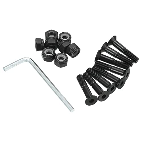 PATIKIL Skateboard Hardware Kit 1" Montage Schrauben Sechskant Kopf Bolzen Muttern Set mit Schraubenschlüssel für Langboard Cruiser Schwarz von PATIKIL