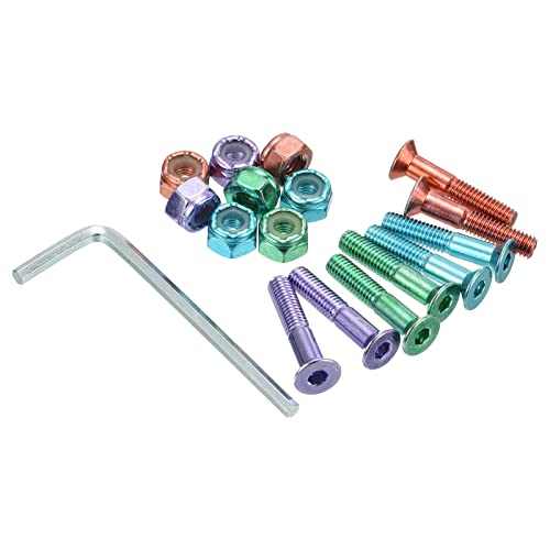 PATIKIL Skateboard Hardware Kit 1" Montage Schrauben Sechskant Kopf Bolzen Muttern Set mit Schraubenschlüssel für Langboard Cruiser Sortiert Farben von PATIKIL