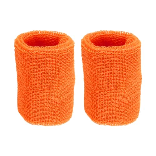 PATIKIL 2 Packung Schweißbänder Handgelenk 8x10cm Weiche Verdickte Baumwolle Fitness Arm Schweißband für Tennis Basketball Fußball, Orange von PATIKIL