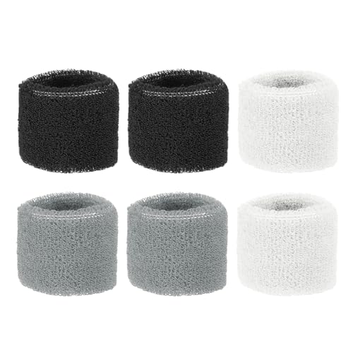 PATIKIL Sportliche Handgelenkbandagen 8x5cm, 6er Pack Baumwoll-Frottee-Schweißband zum Aufsaugen von Schweiß beim Tennis, Basketball, Training, Laufen, Schwarz Weiß Grau PATIKIL Sportliche Handgelenkbandagen 8x5cm, 6er Pack Baumwoll-Frottee-Schweißband zum Aufsaugen von Schweiß beim Tennis, Basketball, Training, Laufen, Schwarz Weiß Grau von PATIKIL