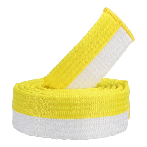 PATIKIL Taekwondo Farbiger Ranggürtel, 1,6" x6,6 Ft 2M Polyester Kampfsport Judo Karate Gürtel für Unterricht Praxis, Weiß-Gelb von PATIKIL