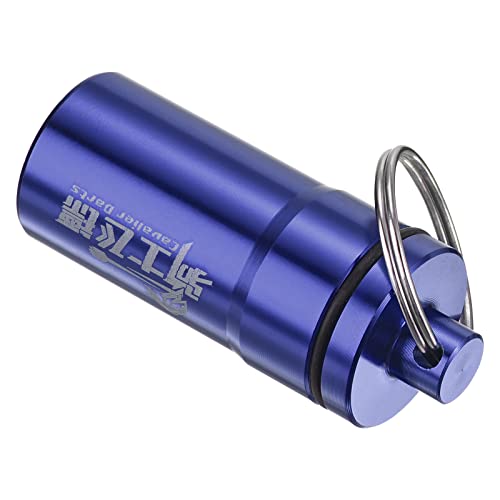 PATIKIL Tragbare Dart-Zubehör Aufbewahrungsbox, Aluminium Dart Soft Tips Aufbewahrungsbox mit Schlüsselring für Dart Flight Protectors, O-Ringe, Blau von PATIKIL