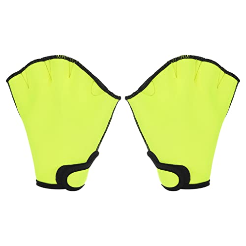 PATIKIL Webbed Schwimm Handschuhe Unisex Schwimmen Widerstand Handschuhe Wasser Widerstand Training Zubehör für Schwimmen und Tauchen L Gelb von PATIKIL